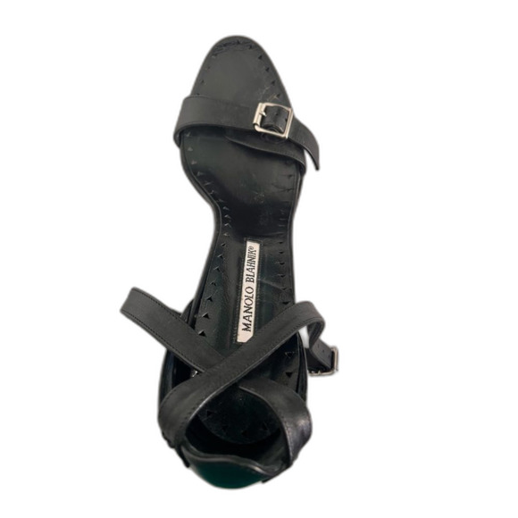 Manolo Blahnik Black Leather Stilettos, 4.5" Heel, Euro 40 - Picture 4 of 9